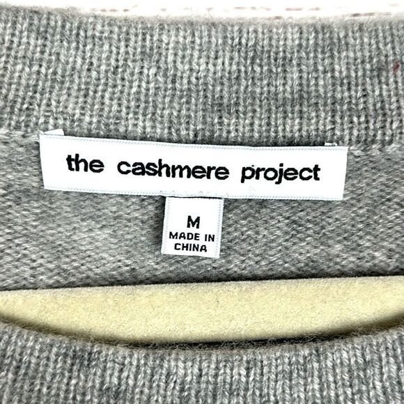 The Cashmere Project Cashmere Sweater Ruched Tie 3/4 Sleeve Gray Crew Neck M - Picture 9 of 11